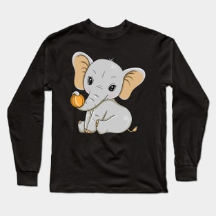 Beautiful elephant is playing with a ball Long Sleeve T-Shirt